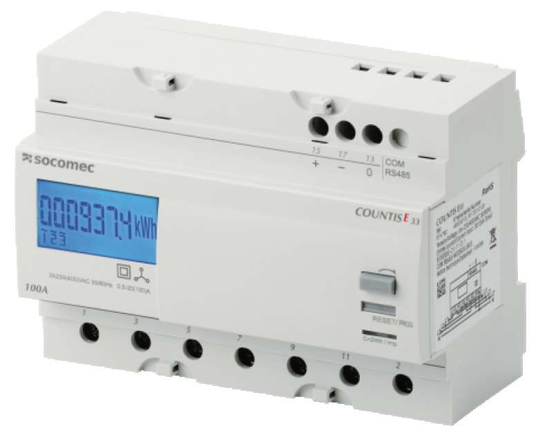 Socomec COUNTIS E33 3 Phase Energy Meter 100A Direct Connection With 