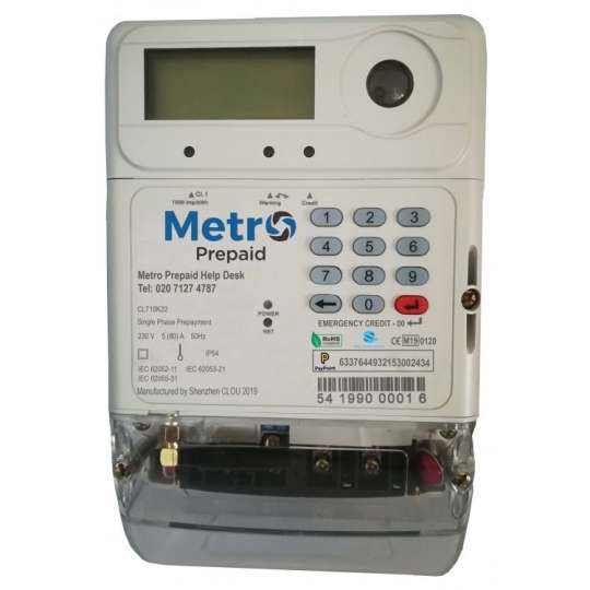 Metro prepaid single phase prepayment meter